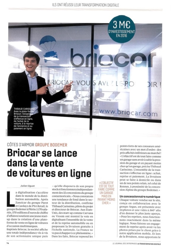 Journal des Entreprises - Article Briocar octobre 2017