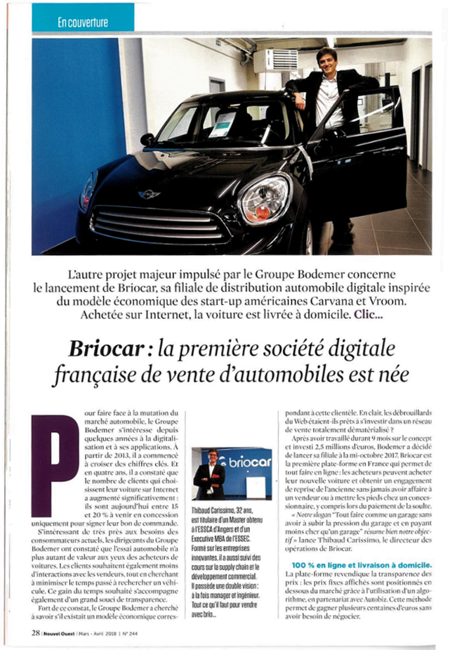 Article Journal Nouvel Ouest acheter sa voiture sur Internet avec Briocar