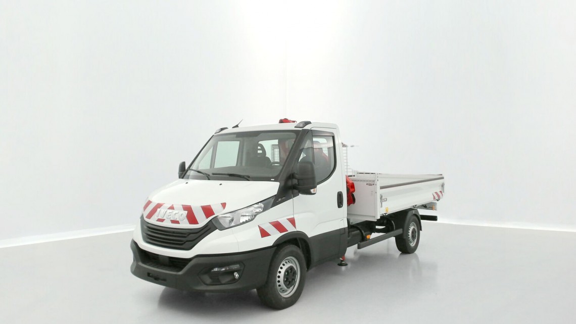 IVECO Daily Fg VUL DAILY 35S14H 3750 2.3 136ch Benne Alu JPM + Grue PK 2900 Blanc